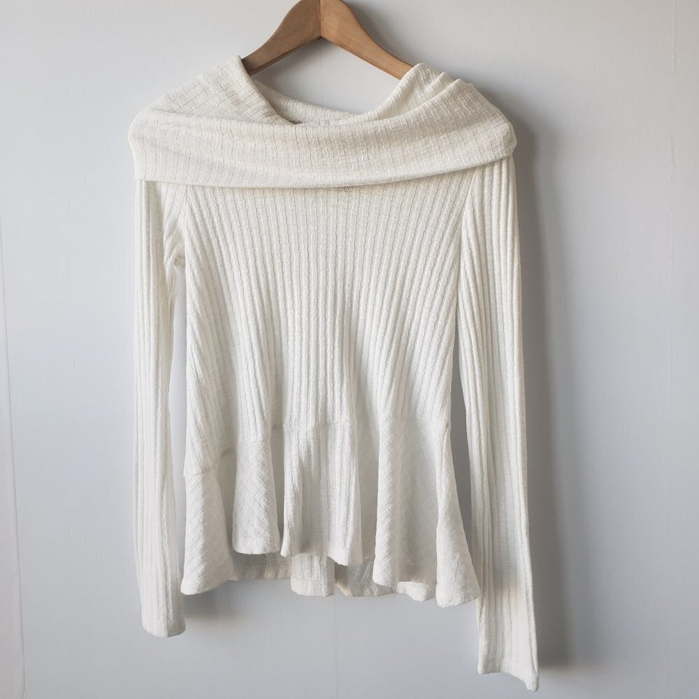 Maeve by Anthropologie  Addie Ruffle Hacci Pullover White size XS